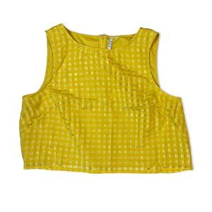 Elle Sunshine Yellow Gingham Layered Crop Top - Size XL